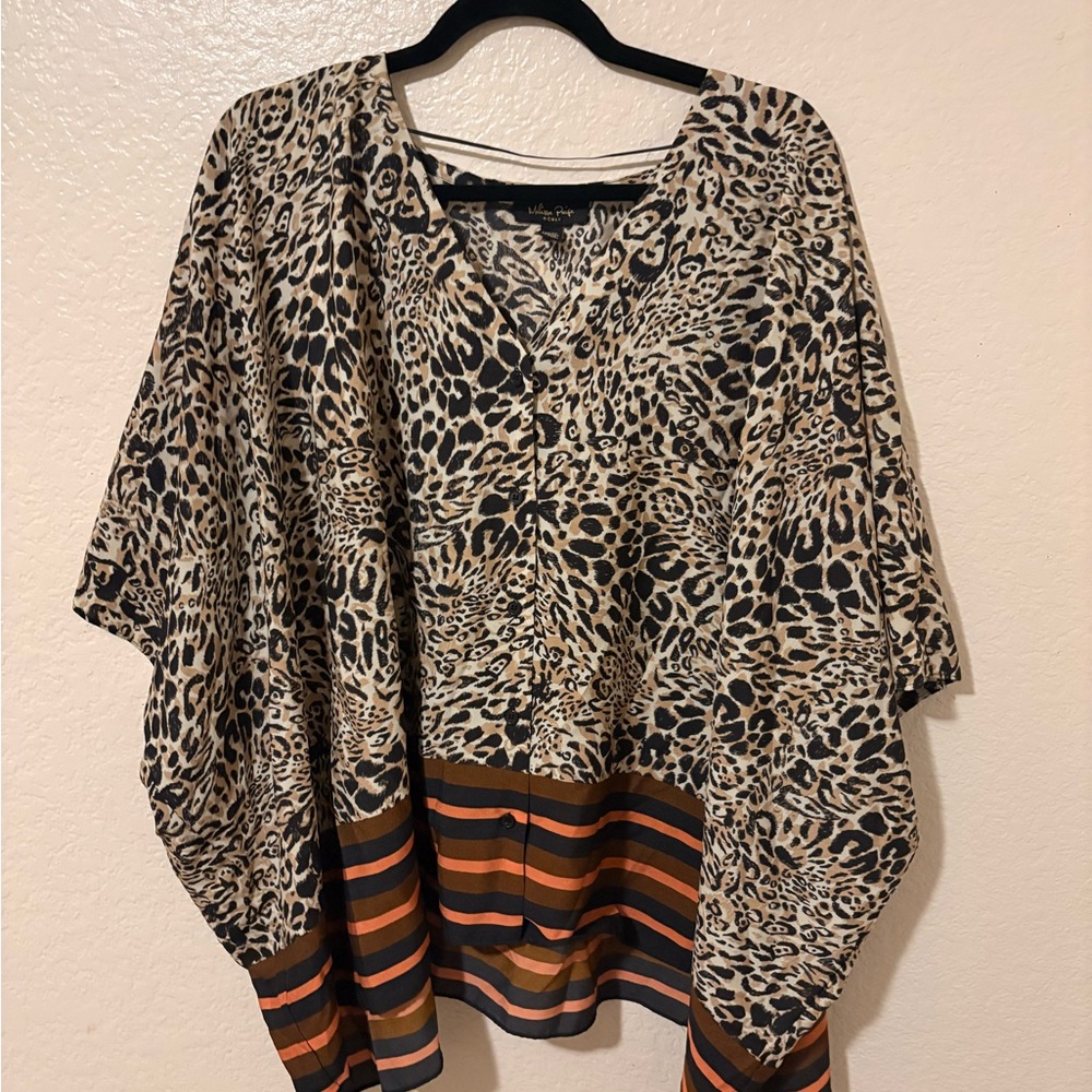 Melissa Paige Leopard Print Blouse with Stripes